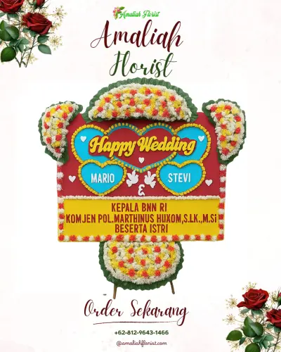 Karangan Papan Bunga Pernikahan di Kreman